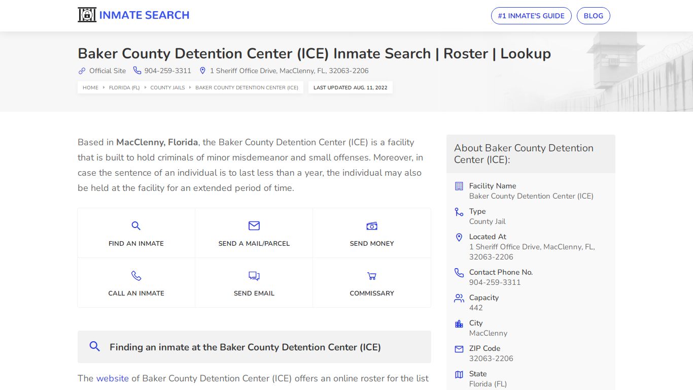 Baker County Detention Center (ICE) Inmate Search | Roster ...